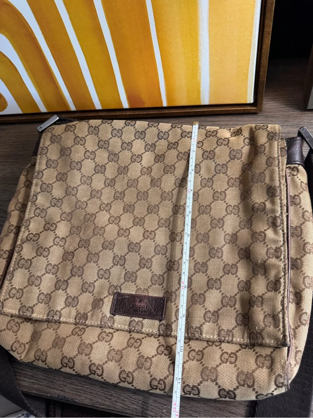 Authentic Gucci GG Canvas Messenger Crossbody Bag Beige Brown